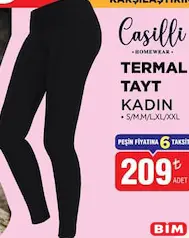 CASİLLİ TERMAL TAYT KADIN fiyat ve kampanya bilgisi